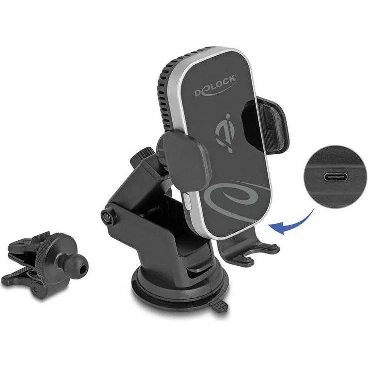 Delock Wireless Car Charger, Smartphone Halterung mit Kühlfunktion, Schwarz