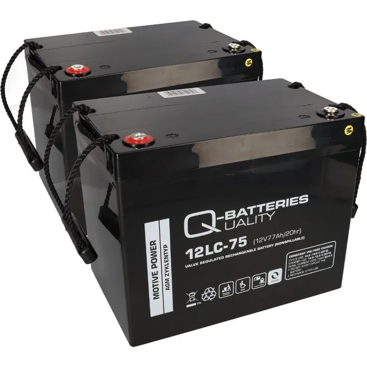 Akku kompatibel E-Mobil und Scooter Sterling, 2x 12V 75Ah, wartungsfrei mit langer Lebensdauer