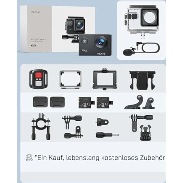 WOLFANG GA100 Action Cam, 4K Video 30FPS, 20MP Fotos, wasserdicht bis 40m, WiFi, EIS Bildstabilisierung – Bild 8