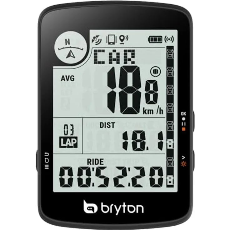 Bryton Rider 17, Fahrradcomputer mit 7,6 cm Display und 25 Stunden Akkulaufzeit