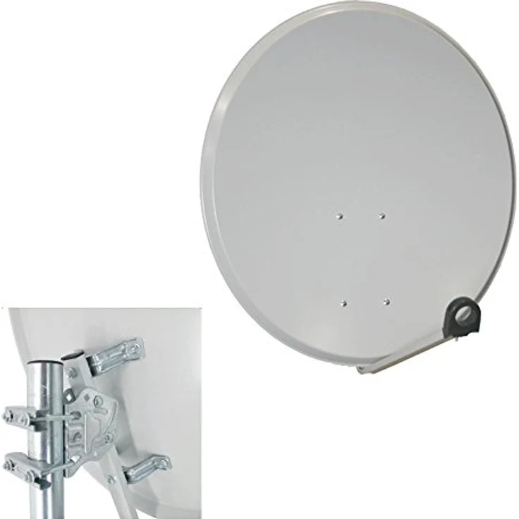 PremiumX Satelliten-Komplettanlage 60cm Aluminium Hellgrau, Satellitenschüssel mit Single LNB, 4K Empfang, HD+ kompatibel – Bild 2