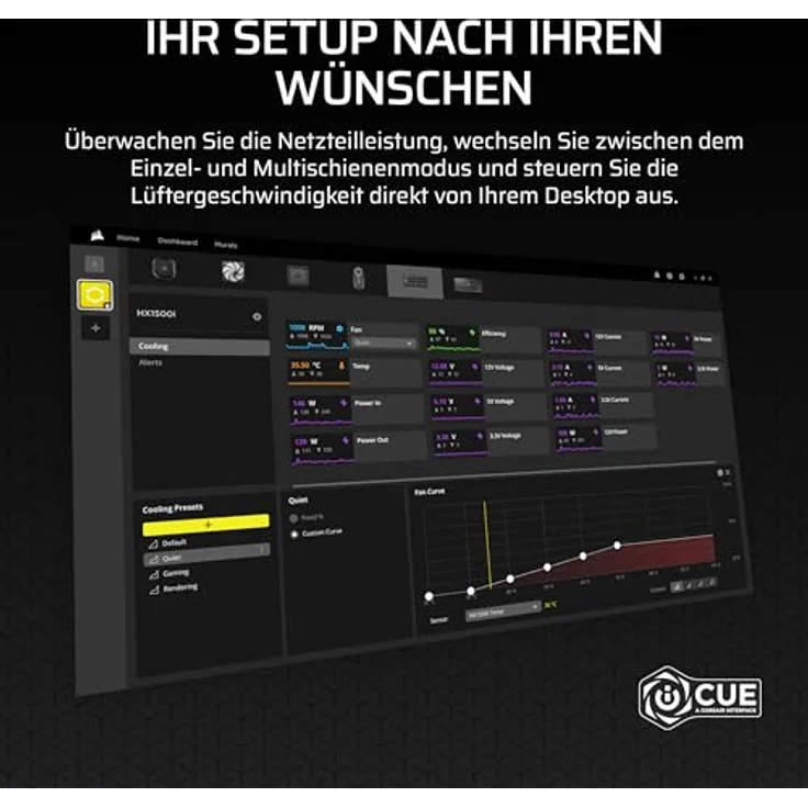 Corsair HXi Series HX1500i Netzteil 80 PLUS Platinum, modular, 1.500 Watt, schwarz, Cybenetics-Platinum zertifiziert – Bild 8