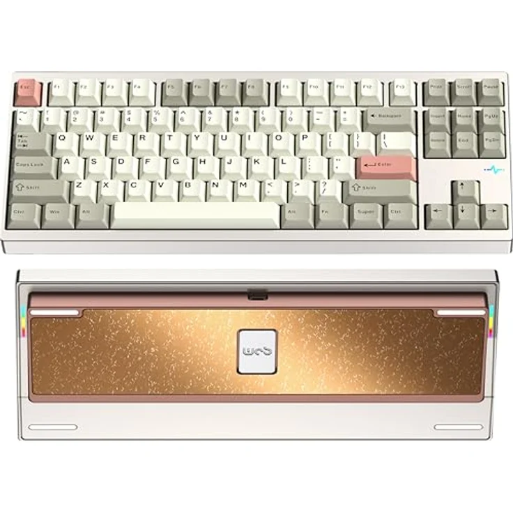 CutiePcs WOBKEY Crush 80 Reboot Mechanische Tastatur mit CNC Aluminium, 5-Sekunden-Schnellverschluss, Dreifach-Verbindungsmodi, HMX Frost und Kailh Cocoa Schaltern, Pro Warmes Silber – Bild 1