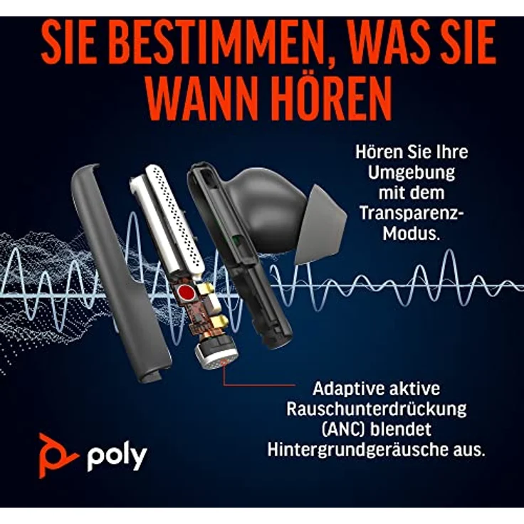 Poly Voyager Free 60+ UC schnurlose Ohrstöpsel (Plantronics) – Noise Cancelling-Mikrofone – ANC – Intelligente Ladetasche mit Touch-Steuerung – Kompatibel mit iPhone, Android, PC/Mac, Zoom und Teams - Preisvergleich – Bild 5