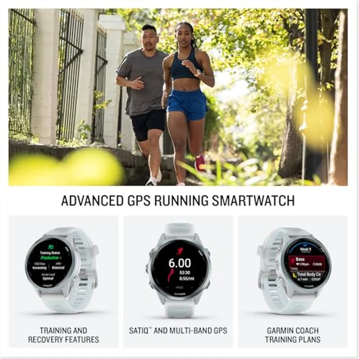 Garmin® Forerunner® 570, 42 mm, GPS-Lauf- und Triathlon-Smartwatch mit AMOLED-Display, wolkenblaues Aluminium und durchscheinendem Weißstein, integriertes Mikrofon, Trainings- und Erholungsfunktionen – Bild 2