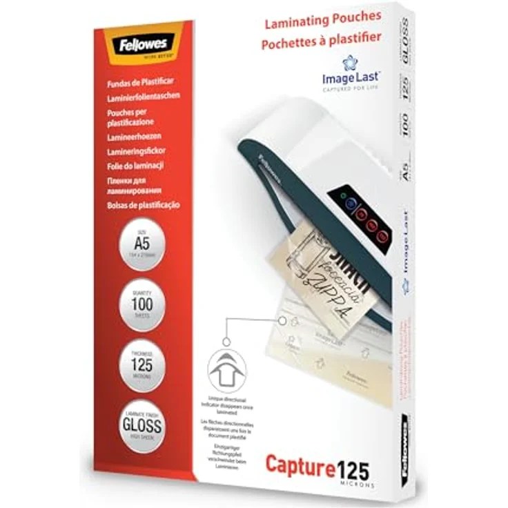 Fellowes Capture125 ImageLast Laminierfolien glänzend, A5, 125 micron, 100 St. – Bild 1