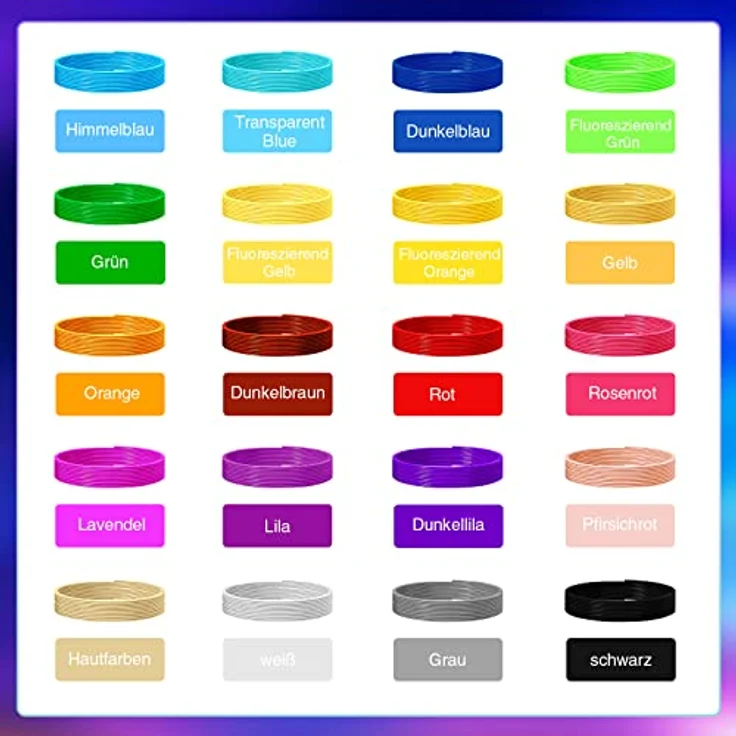 ANCHARA 3D Stift Filament PCL 1,75mm, 20 Farben Set (je 10m), ungiftig und kinderfreundlich für niedrige Temperaturen, 3D Druck Zubehör – Bild 2