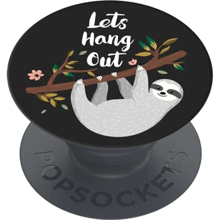 Popsockets PopGrip Basic - Hang Out, Smartphone-Halterung und Ständer mit flexiblem Griff für Ein-Hand-Bedienung, Schwarz – Bild 1