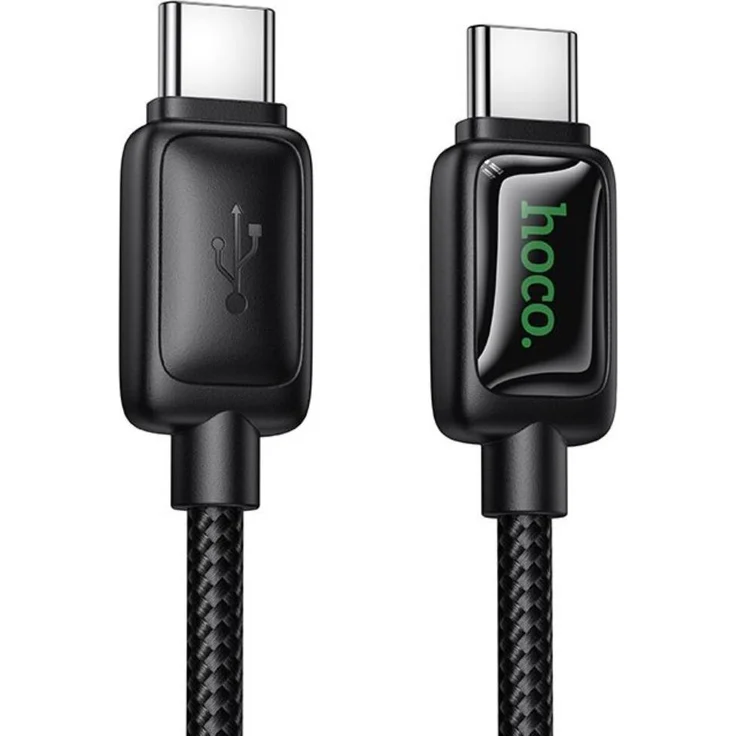 Hoco USB C auf USB C Kabel, 1,2 m, 60 W, 3 A, PD QC3 mit LCD-Display, schwarz