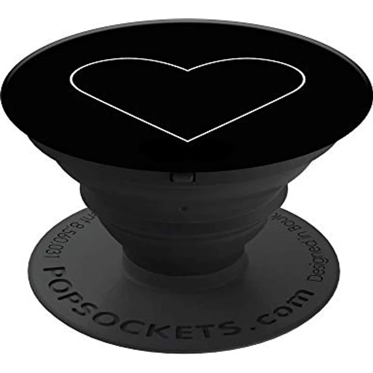 PopSockets - Ausziehbarer (Nicht Austauschbarer) Sockel und Griff für Smartphone und Tablet - White Heart Black – Bild 2
