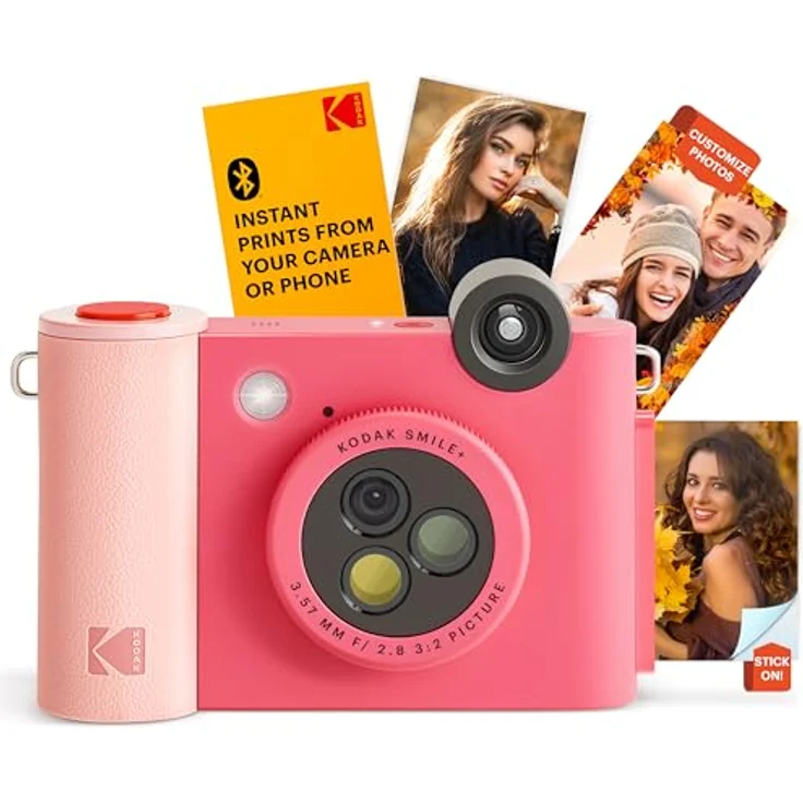 KODAK Smile+ 2-in-1 Digitale Sofortbildkamera & kabelloser Bluetooth-Fotodrucker - 10MP, Spezialeffekt-Drehobjektiv, Zink 2x3” Klebefotos, Drucken über Fun-App von Smart Devices - Fuchsie – Bild 1