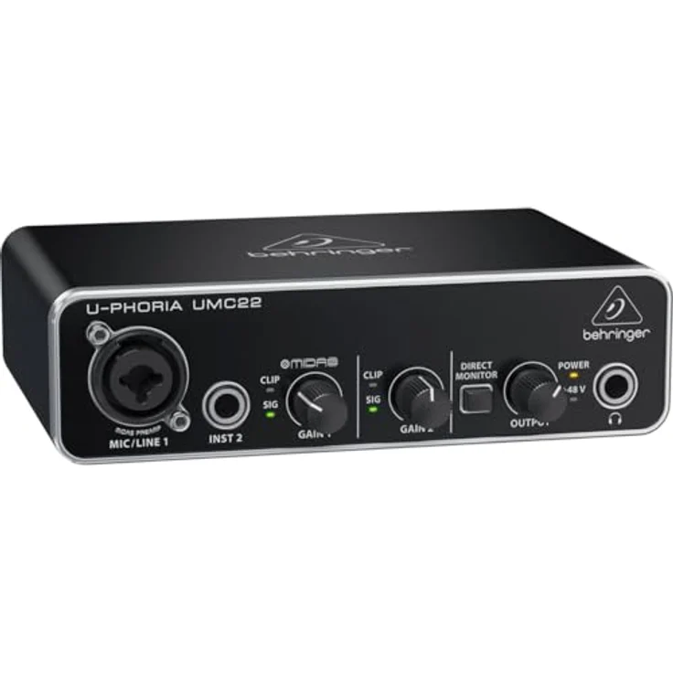Behringer UMC22, Audiophiles 2x2 USB Audio Interface mit Midas Mic Vorverstärker und 48 kHz Auflösung – Bild 4
