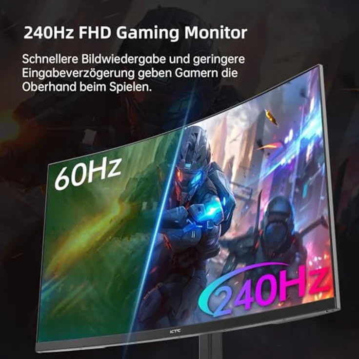 KTC H32S17F, 32 Zoll FHD Curved Gaming Monitor, 240Hz, 1ms, Freesync & G-Sync, 1500R, 125% sRGB, Blaulicht Reduktion, VESA, DP1.4/HDMI 2.0, USB2.0 – Bild 2