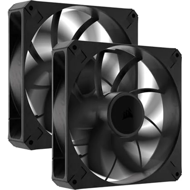 CORSAIR RS140 MAX 140mm-PWM-Dicke-Lüfter – Hoher Statischer Druck – Flüssigkristallpolymer-Konstruktion – Doppelpack – Schwarz