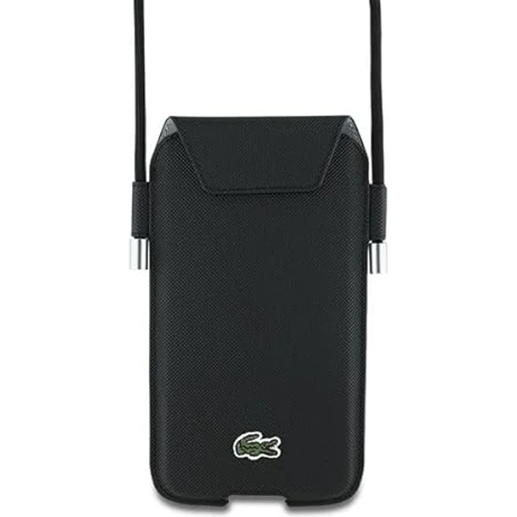 Lacoste LCPSP15XPVCK XL Phone Sleeve, schwarze Handyhülle mit verstellbarem Tragegurt und Kartenfächern, für iPhone 15 Pro Max und Galaxy S24 Ultra – Bild 1