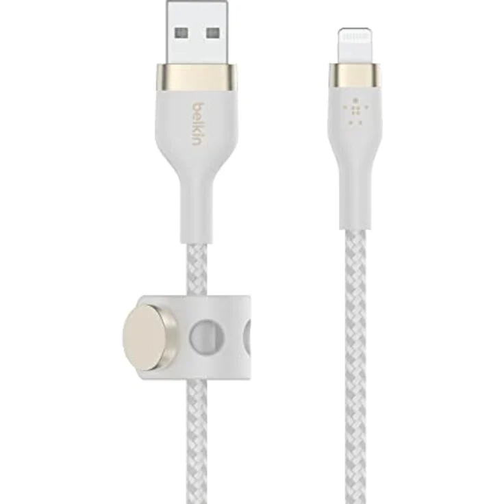 Belkin BOOST CHARGE PRO Flex Lightning/USB-A Kabel, 2m, extrem robust, verwicklungsfrei, weiß – Bild 1
