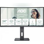 AOC CU34P3CV - 34 Zoll WQHD Curved Monitor, höhenverstellbar, Lautsprecher (3440x1440, 100 Hz, HDMI, DisplayPort, USB-C (65W PD), RJ45, USB Hub) schwarz