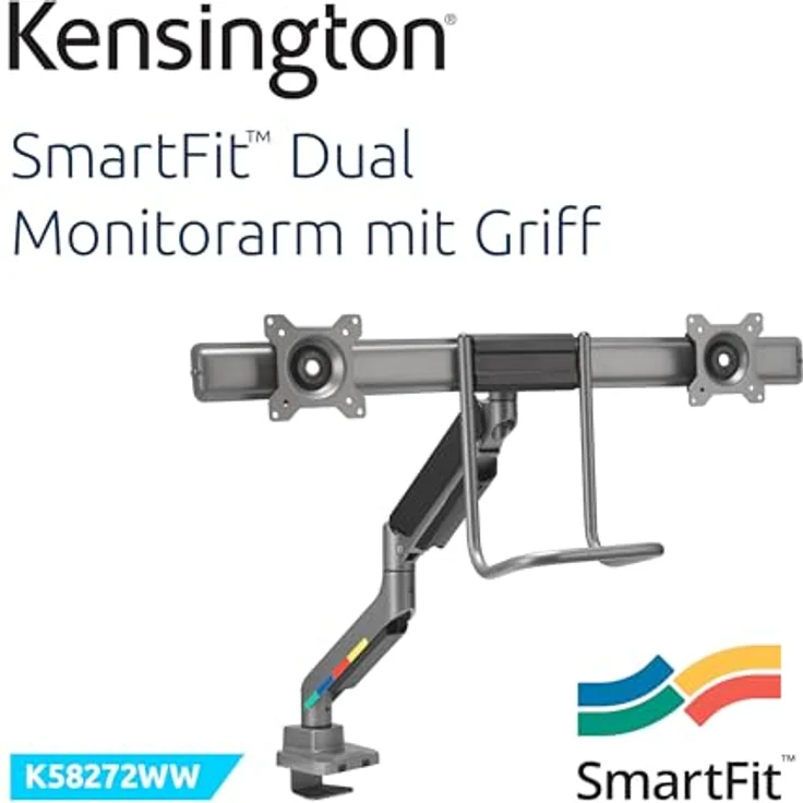 Kensington SmartFit Dual Monitor Arm, Gasfeder Monitor Halterung für zwei 32-Zoll Monitore, grau – Bild 7