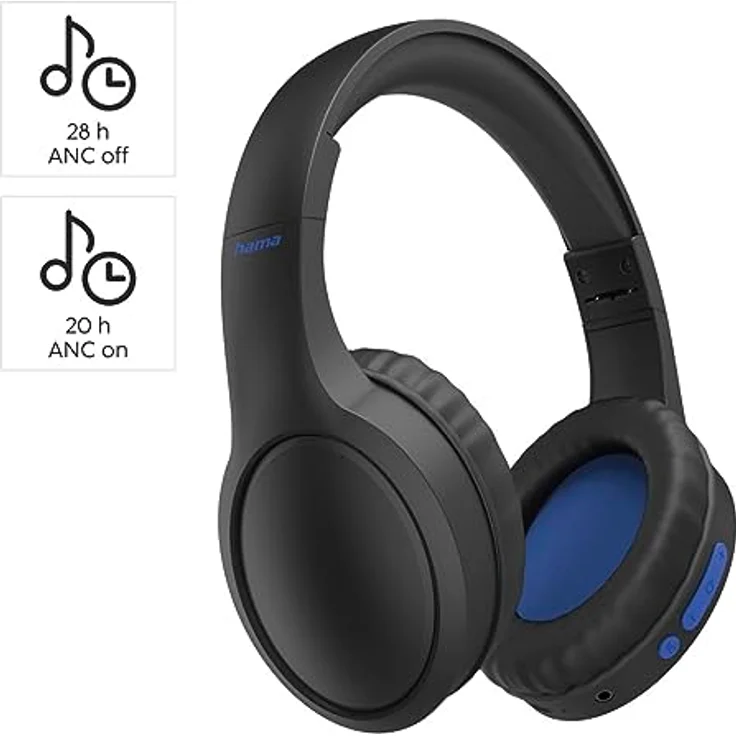 Hama Bluetooth Kopfhörer „Spirit Focused“ (Over Ear Kopfhörer, ANC Kopfhörer, Noise Cancelling, Ohrpolster, drahtlos, Kopfhörer kabellos Over Ear, Geräuschunterdrückung, Bluetooth Headset) schwarz – Bild 2
