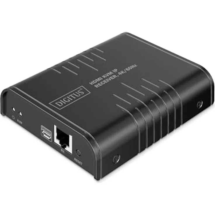 DIGITUS HDMI KVM IP Receiver DS-55355, UHD 4K 60Hz, HDMI 2.0, bis zu 200m Reichweite, Punkt-zu-Multipunkt, CAT 6, Schwarz