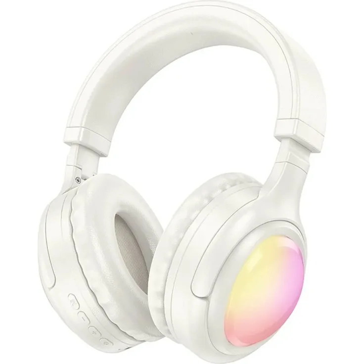 Hoco W48 Kabellose Bluetooth Kopfhörer RGB-LED Beleuchtung faltbarer Design verstellbar Weiß