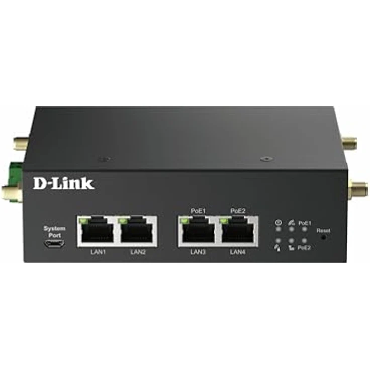 D-Link 5G Multi-Connect PoE Modem, Router mit 4 RJ-45-Anschlüssen bis 1000 Mbit/s, 2 PoE-Ports und 4 externen Antennen, Schwarz – Bild 3