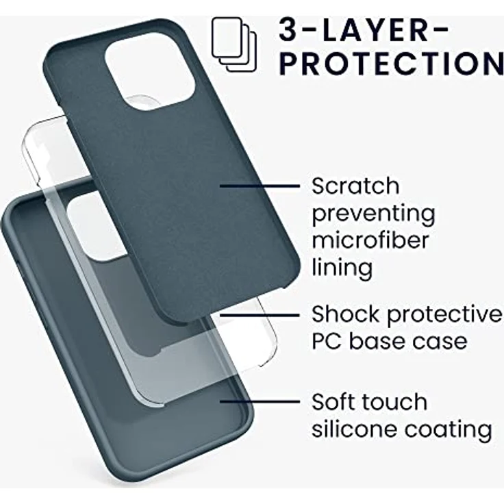 kwmobile iPhone 13 Pro Hülle Silikon, flexibles TPU Case mit kabellosem Laden - Dunkler Schiefer – Bild 2