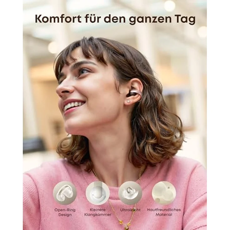 Soundcore AeroClip by Anker, Open-Ear Bluetooth Earbuds, 4 KI-gestützte Mikrofone, Hi-Res, Blau – Bild 2