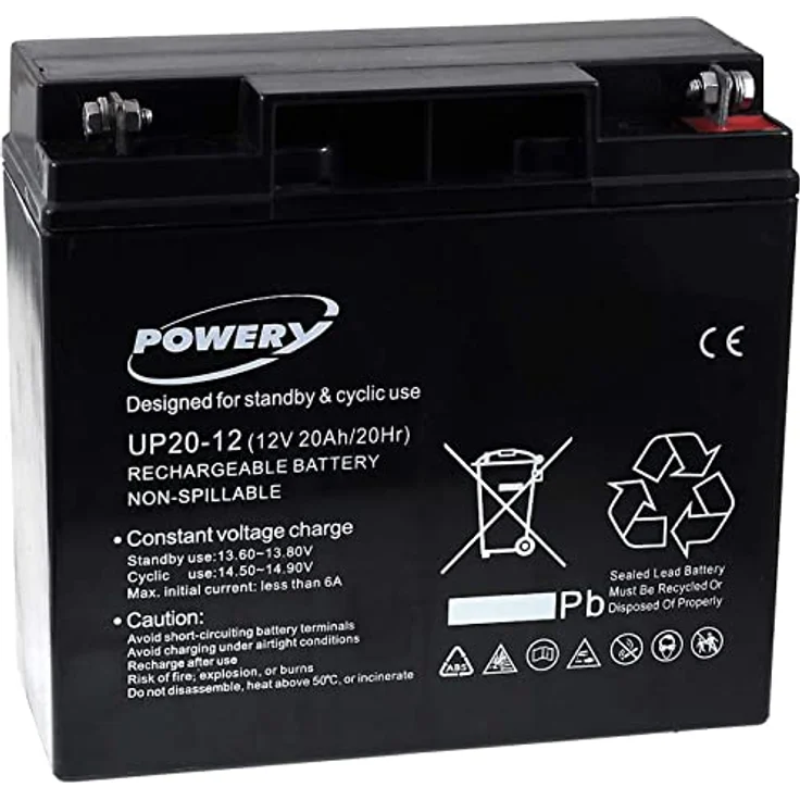 akku-net Blei-Gel Akku UP20-12 12V 20Ah (ersetzt auch 18Ah), 12V, Lead-Acid, Schwarz – Bild 1