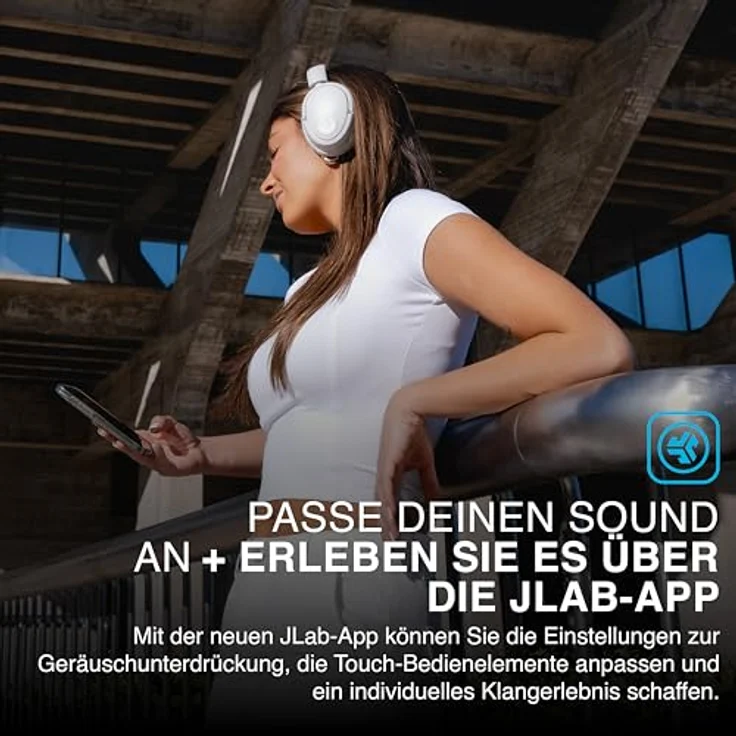 JLab JBuds LUX ANC Smart-Kopfhörer mit aktivem Noise Cancelling, Over-Ear, 70+ Stunden Spielzeit, faltbares Design, Bluetooth (Wolkenweiß) – Bild 4
