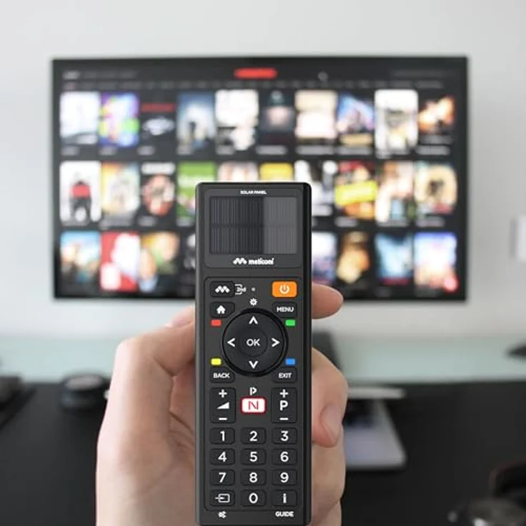 Meliconi TLC Solar TV-Infrarot-Fernbedienung, universelle Kompatibilität für verschiedene TV-Marken, Schwarz – Bild 3