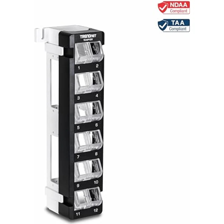 TRENDnet TC-KP12V Keystone-Patchpanel, 12-Port blanko abgewinkelt, Snap-In-Stil, mit 89D-Halterung und Kabelmanagement – Bild 3
