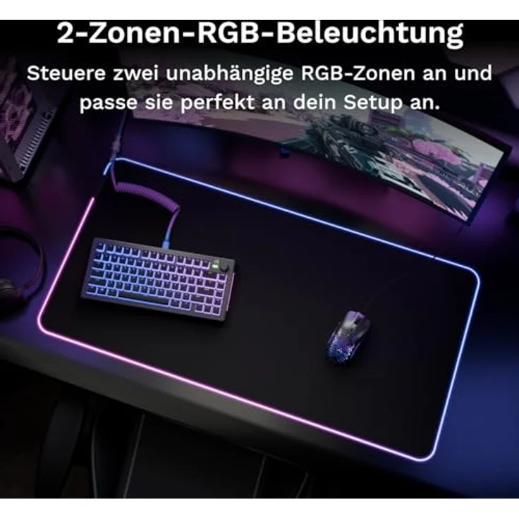 Glorious Mouse Pad 2 GLED XXL, RGB Gaming-Mauspad mit InfiniGlow Randbeleuchtung, Schwarz – Bild 3