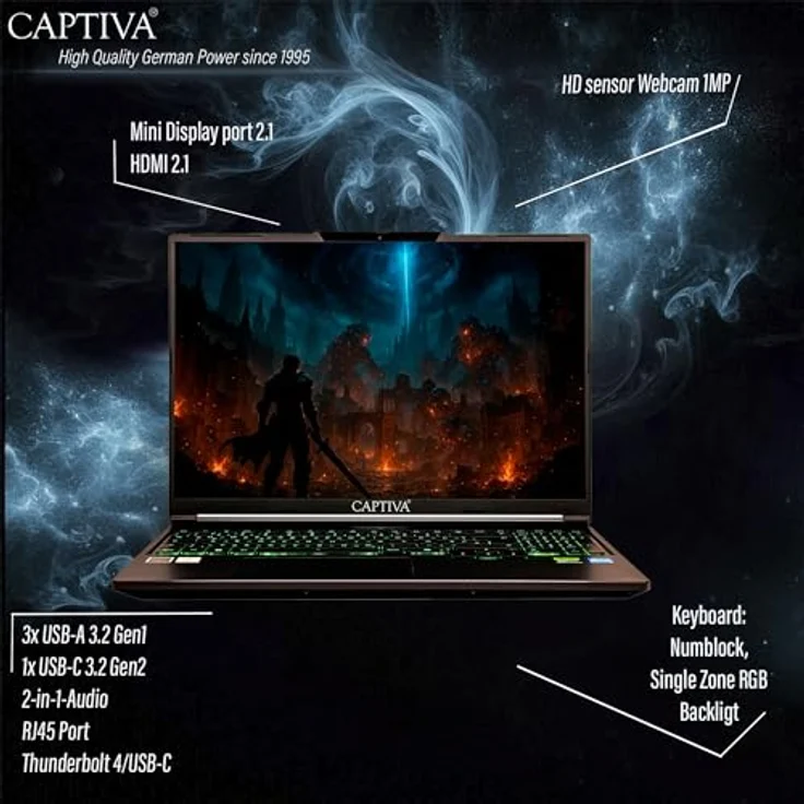 Captiva Power Starter R94-508GE, 14" Notebook mit 1000 GB SSD, 32 GB RAM, Silber – Bild 5