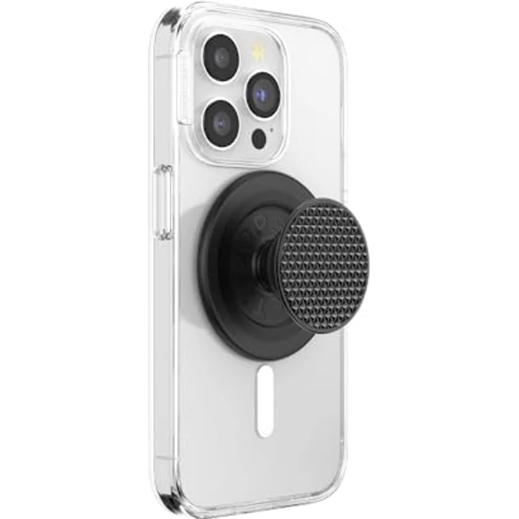 PopSockets PopGrip Alu Triangle Knurl MagSafe, Smartphone Halterung mit magnetischem Adapterring, schwarz – Bild 1