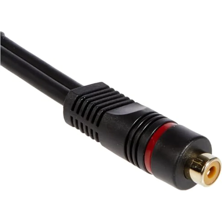 Goobay 50375 2x Cinch Stecker auf 1x Cinch Kupplung, Audio Y Adapterkabel, OFC, zweifach geschirmt, schwarz, 0,2m – Bild 4