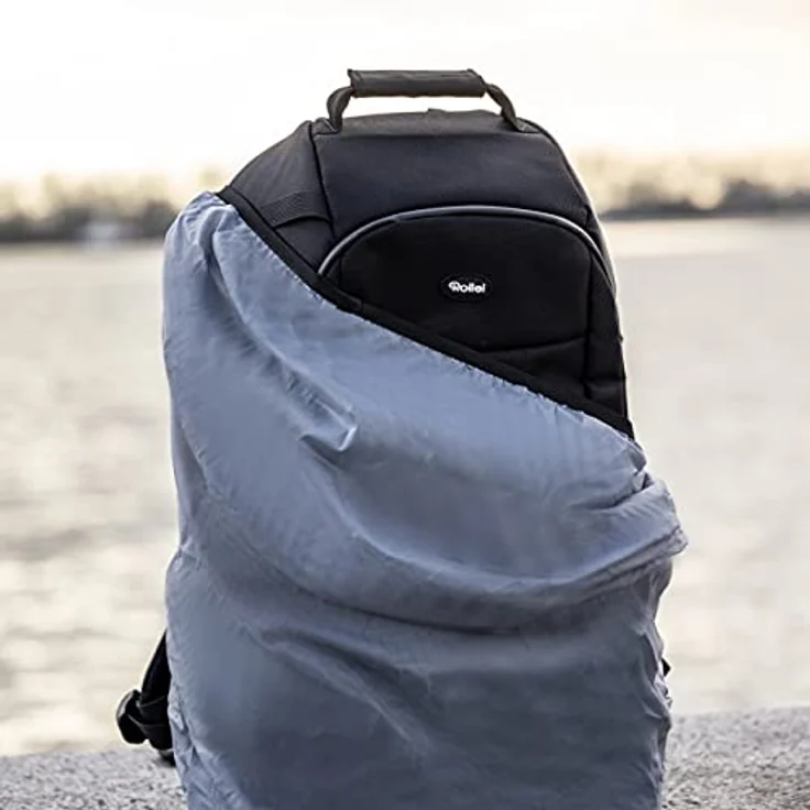 ROLLEI Fotoliner Ocean L Kameratasche, Schwarz, für 2-3 DSLR/DSLM Kameras, 36 recycelte Plastikflaschen, abnehmbarer Regenschutz, atmungsaktive Polsterung, Laptopfach bis 13 Zoll – Bild 8