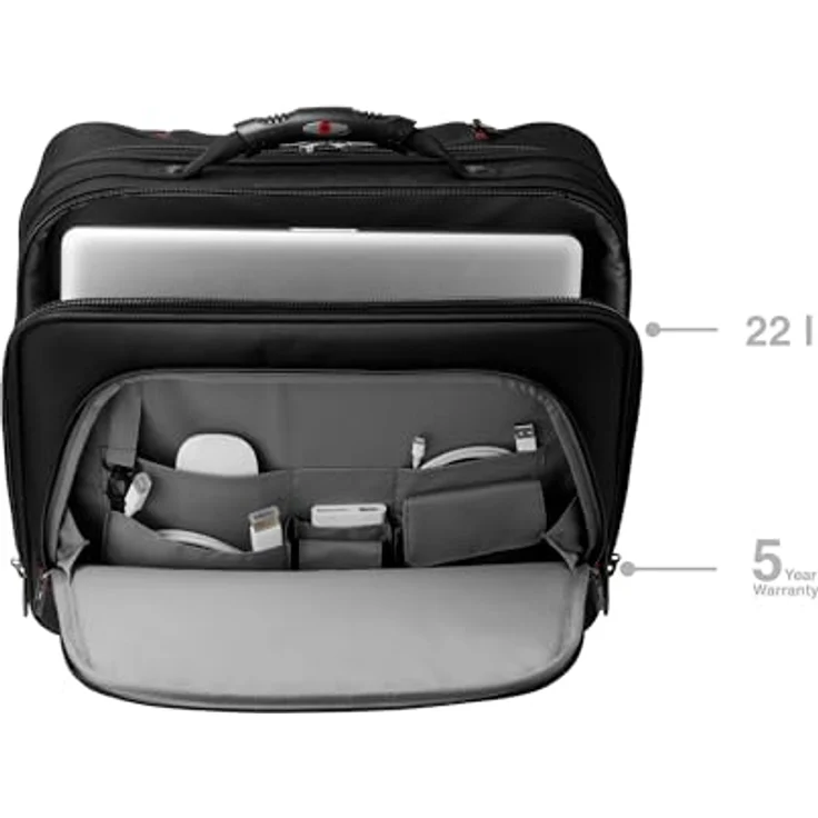 WENGER 605978 SPHERIA 16'' Wheeled Laptop Case, Smooth Glide 2.5-inch wheels with an Overnight Compartment in Black – Bild 2