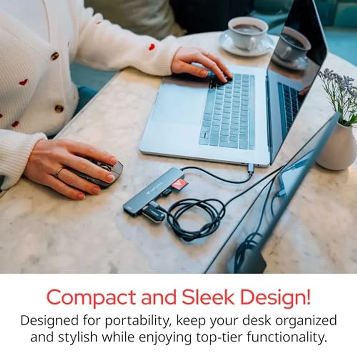 Verbatim USB-C Essentials Multiport Hub, 6 Anschlüsse mit RJ45, 4K HDMI und 100W PD – Bild 3