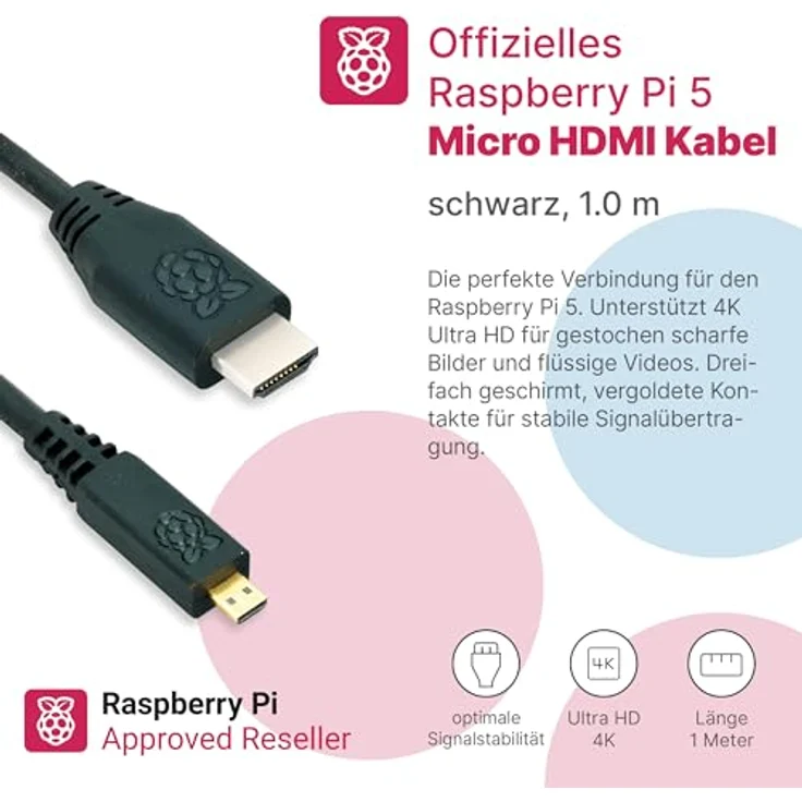BerryBase Raspberry Pi 5 Starterkit, 64GB microSDHC mit vorinstalliertem Pi OS, Gehäuse, Netzteil, HDMI-Kabel, Zubehör - RAM: 1GB - Farbe: schwarz – Bild 8