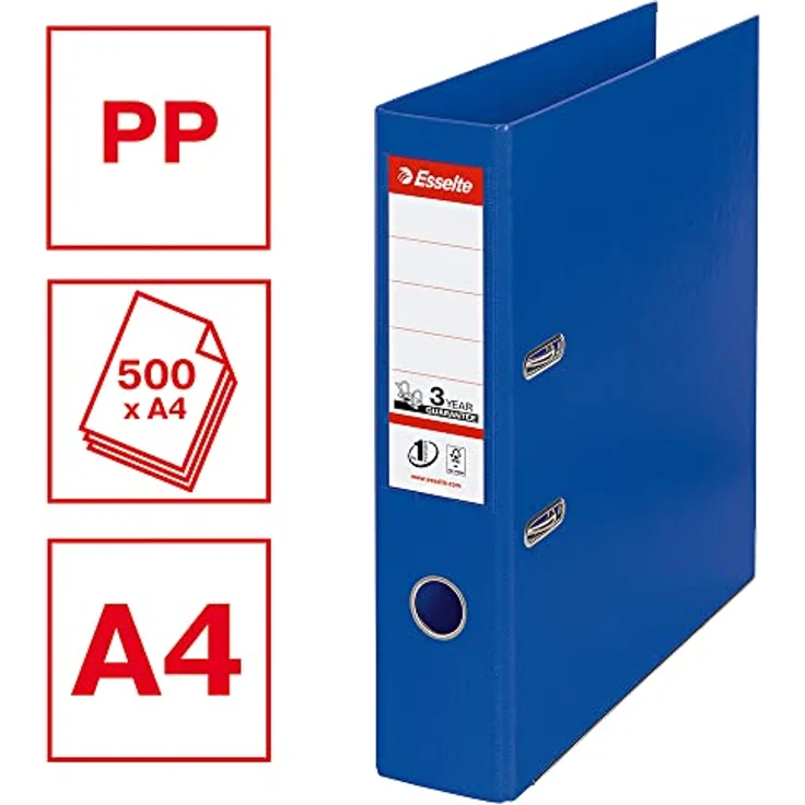 ESSELTE Aktenordner No. 1, Rückenbreite 7,5 cm, schmutz- und feuchtigkeitsabweisend, Polypropylen, blau – Bild 3
