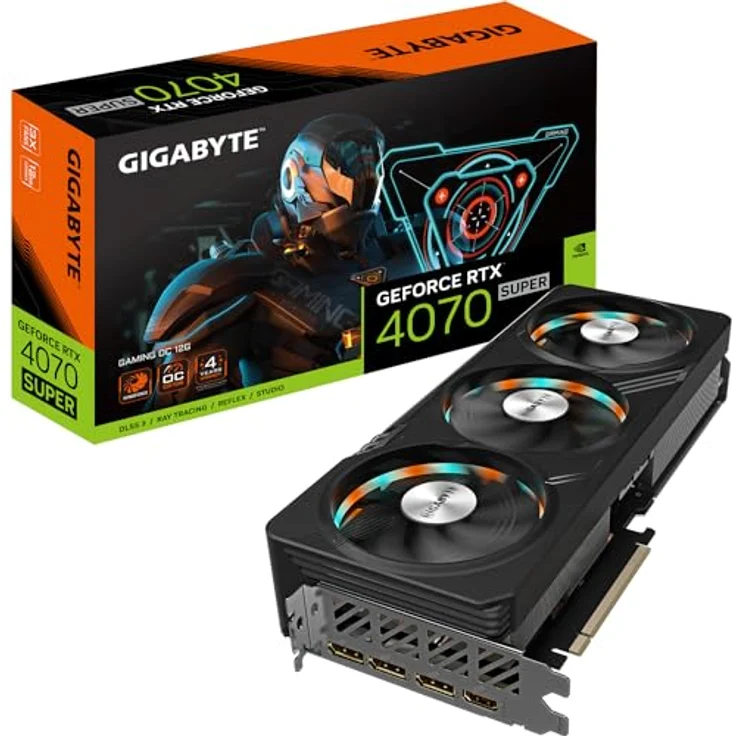 Gigabyte GeForce RTX 4070 Super Gaming OC Grafikkarte - 2565MHz Core, 12GB GDDR6X 21000MHz 192-Bit Speicher, PCI-E 4.0, 3X DP 1.4, 1x HDMI 2.1a, NVIDIA DLSS 3.5, GV-N407SGAMING OC-12GD – Bild 1
