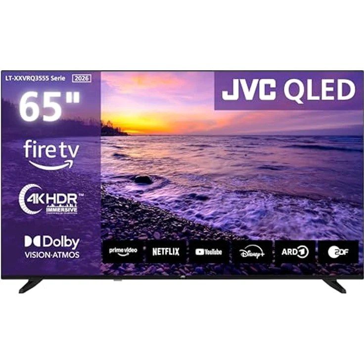 JVC LT-65VRQ3555, 65 Zoll 4K QLED Smart TV mit Dolby Vision HDR, Dolby Atmos, Alexa Sprachsteuerung und Triple Tuner – Bild 1