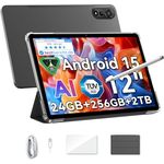 Blackview Mega2 Android 15 Tablet 12 Zoll, 24GB RAM+256GB ROM, 2K FHD, Dual 4G LTE+5G WiFi, Octa Core T615, 9000 mAh Akku, WideVine L1, Dual Kamera, Face ID, GPS - Schwarz