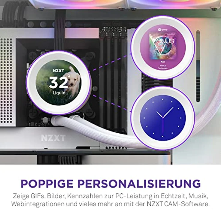 NZXT Kraken Elite 240 RGB - RL-KR24E-W1-240mm AIO CPU Wasserkühlung - 2,36" LCD Display 640x640-2x120mm RGB Core Fans - EIN Breakoutkabel zur einfachen Installation - anpassbar durch NZXT CAM – Bild 2