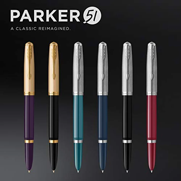 PARKER Füller 51, Füllfederhalter mit 18K Goldfeder, pflaumenblauer Schaft, Geschenkbox – Bild 6