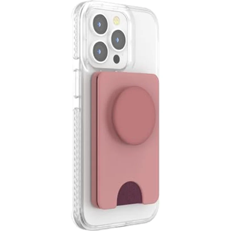 PopSockets PopWallet, Telefon-Geldbörse mit erweitertem Griff, Adapterring für MagSafe, kabellos aufladbar, Clay – Bild 3