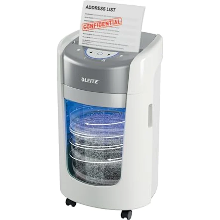 Leitz IQ OptiMax Home Office 225 P5, Aktenvernichter mit Mikro-Partikelschnitt, 90 Blatt Kapazität, leiser Betrieb, Anti-Papierstau-Technologie – Bild 1