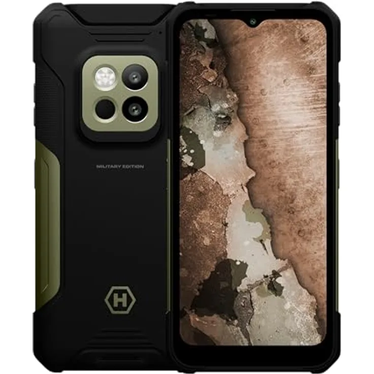 Hammer H Construction 2 5G Military Edition Ultra-Robustes Smartphone IP69, 50m Laser Lineal, 6+8GB RAM, Android 14, 50mpx Kamera mit Nachtsichtmodus, 6500mAh Akku mit Powerbank Funktion, NFC, 120Hz