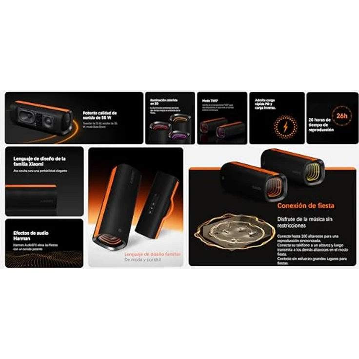 Xiaomi Sound Party QBH4321GL, Bluetooth Lautsprecher mit 50 W Leistung, aktiver Bass-Boost-Funktion und Bluetooth 5.4, Schwarz – Bild 7